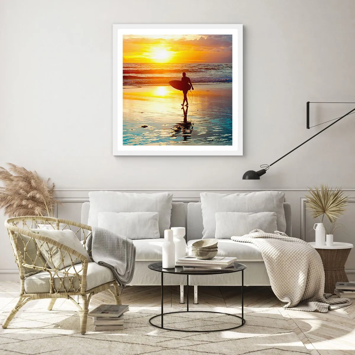 Póster en marco blanco - El regreso del guerrero - 30x30 cm