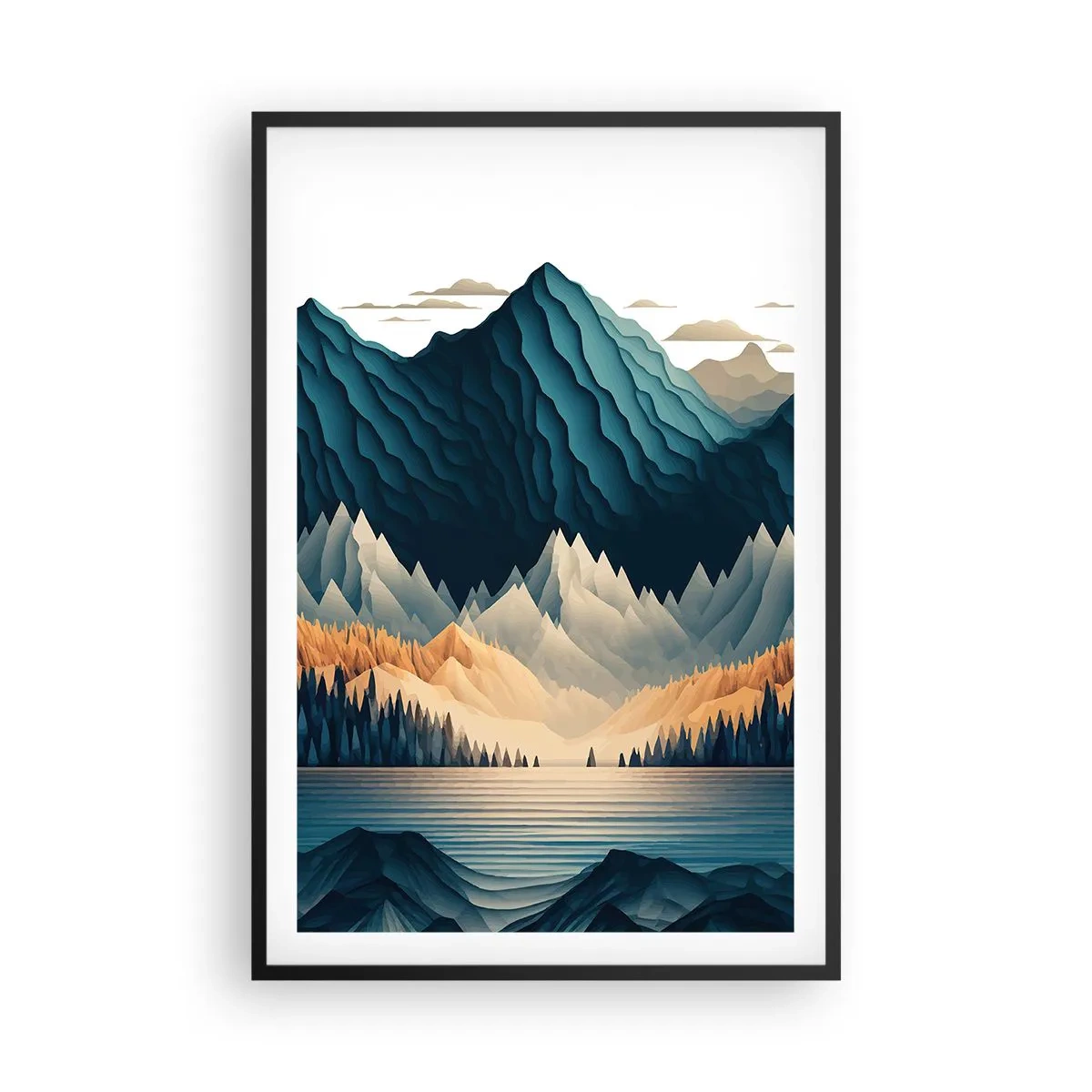 Póster en marco negro - Paisaje perfecto de montañas - 61x91 cm