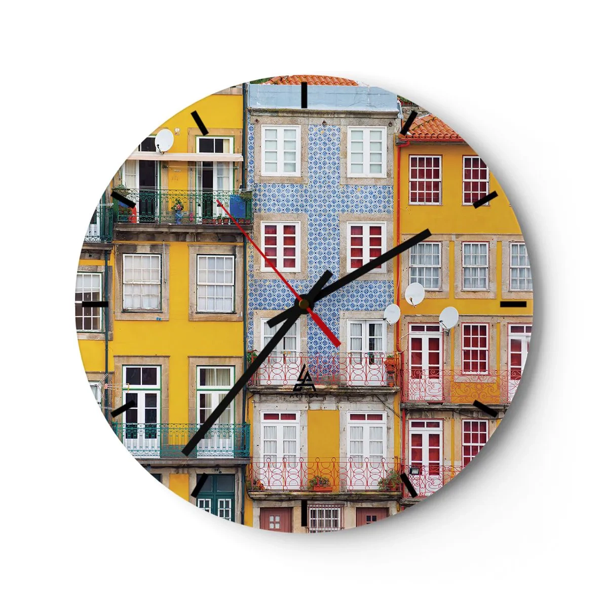 Reloj de pared - Reloj de vidrio - Los colores de la ciudad vieja - 40x40 cm