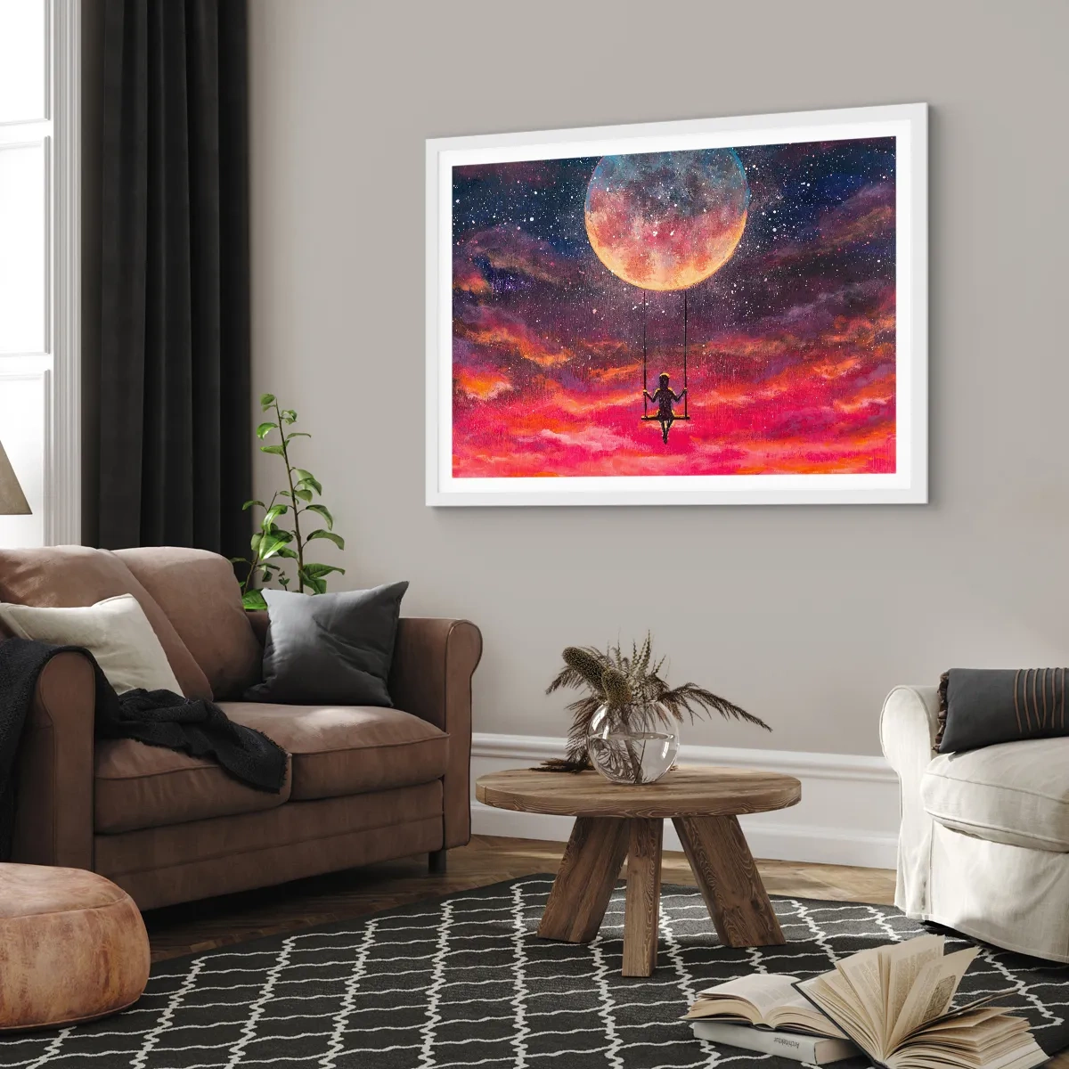 Póster en marco blanco - Disfrutar de las nubes - 70x50 cm