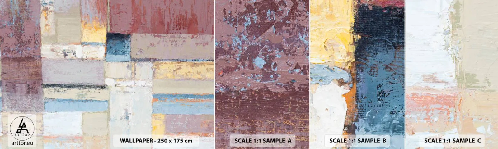 Muestra de fotomural autoadhesivo Deluxe Sticker - La tranquilidad de la geometría - Abstracción, Pastel, minimalista - 100x30 cm