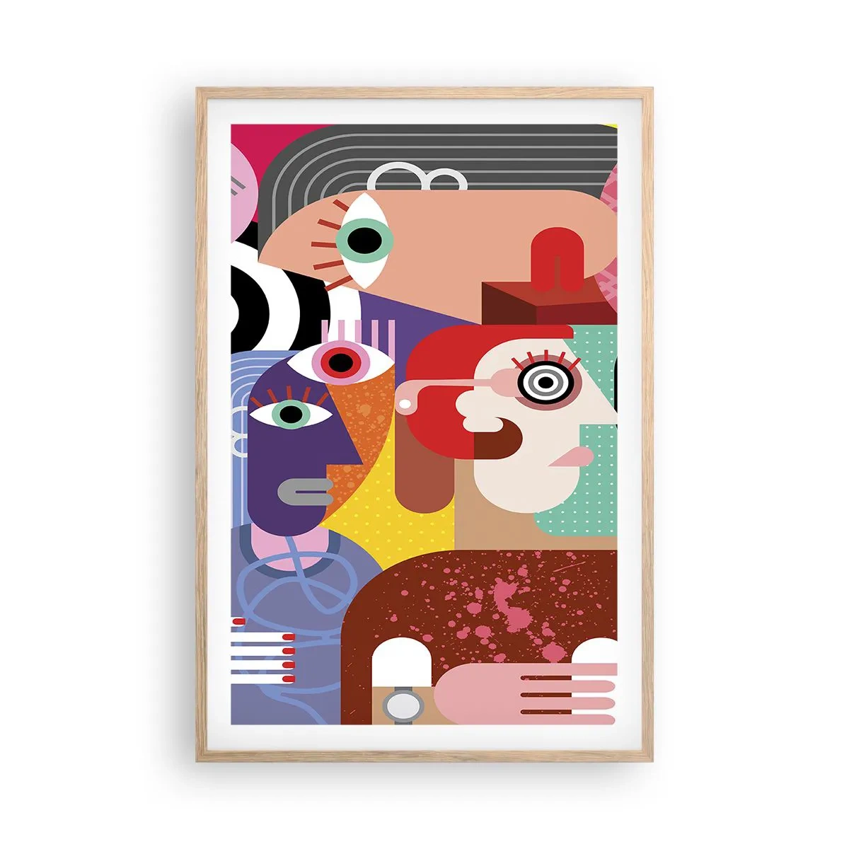 Póster en marco roble claro - Estilo Picasso - 61x91 cm
