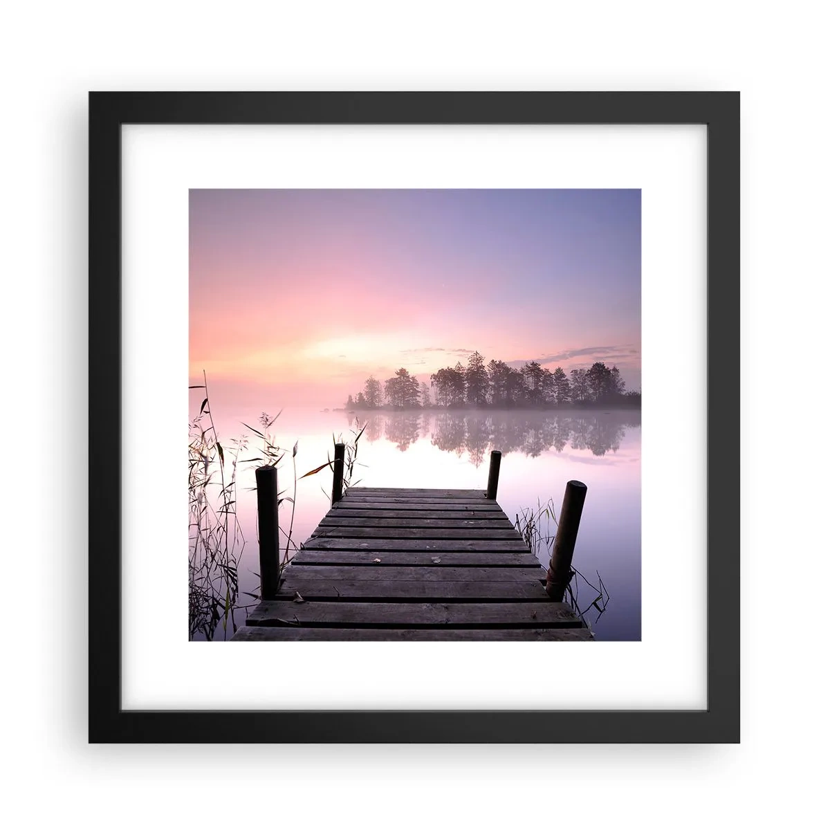 Póster en marco negro - De la niebla lila... - 30x30 cm