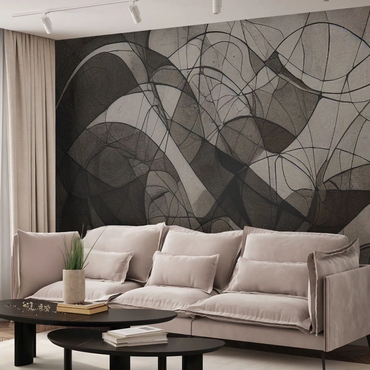 Fotomural Standard Eco - Circulación en colores tierra - Pedazo, Contemporáneo, Lápiz de color - 500x350 cm