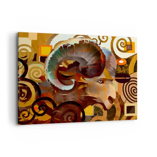 Cuadro sobre lienzo - Impresión de Imagen - Un carnero simbólico en una composición abstracta. - 120x80cm - Magia - religiones - rituales - Decoración de pared moderna para salón y dormitorio ARTTOR
