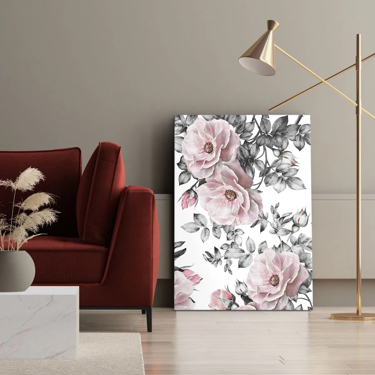 Cuadro sobre lienzo - Impresión de Imagen - Entre las rosas - 55x100 cm