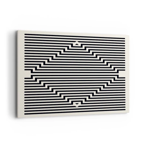 Cuadro sobre lienzo - Impresión de Imagen - Líneas blancas y negras que crean un efecto de ilusión geométrica. - 120x80cm - Ilusión geométrica - Decoración de pared moderna para salón y dormitorio ARTTOR