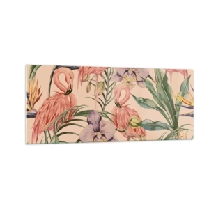 Cuadro sobre vidrio - Impresiones sobre Vidrio - Un ballet rosa en flores - 100x40 cm