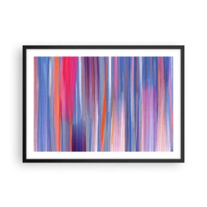 Póster en marco negro - Líneas verticales abstractas en tonos azul y rosa. - 70x50cm - Ascensión - Decoración de pared moderna para salón y dormitorio ARTTOR
