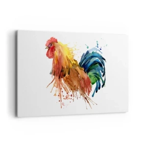 Cuadro sobre lienzo - Impresión de Imagen - Gallo colorido en estilo acuarela - 120x80cm - Un manto real, un orgullo real - Decoración de pared moderna para salón y dormitorio ARTTOR