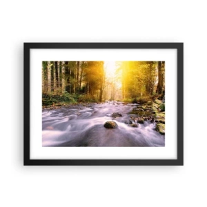 Póster en marco negro - Malaquita en un marco de plata y oro - 40x30 cm