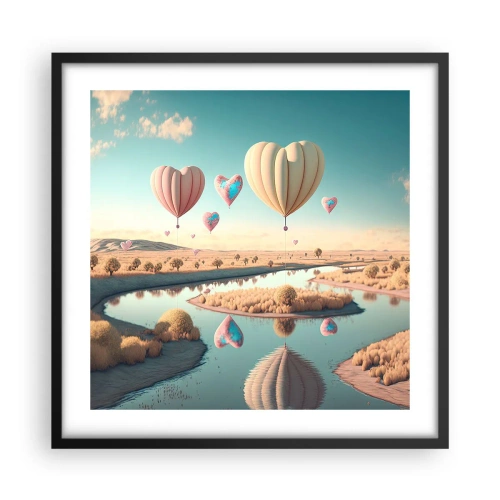 Póster en marco negro - El amor te hace volar - 50x50 cm