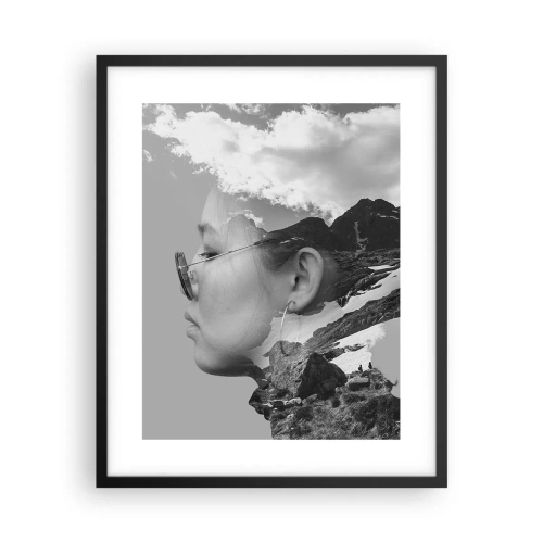 Póster en marco negro - Retrato sobre montañas y nubes - 40x50 cm
