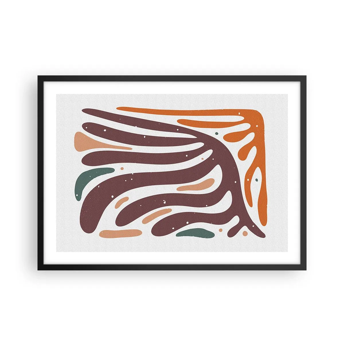 Póster en marco negro - Patrón orgánico con líneas radiantes en tonos cálidos. - 70x50cm - Composición orgánica - Decoración de pared moderna para salón y dormitorio ARTTOR