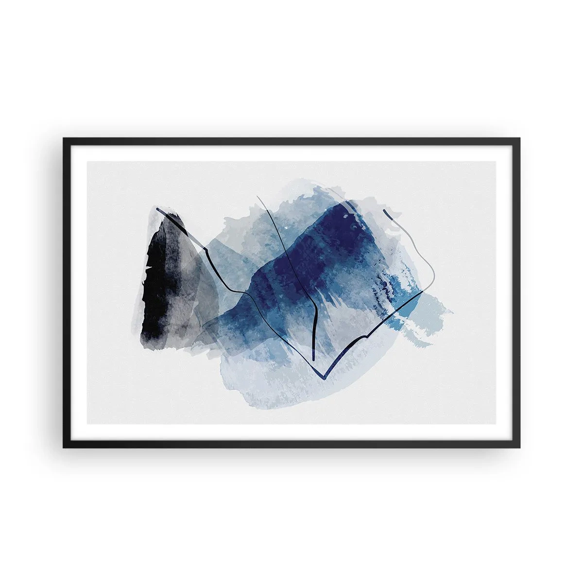 Póster en marco negro - Montaña helada - 91x61 cm