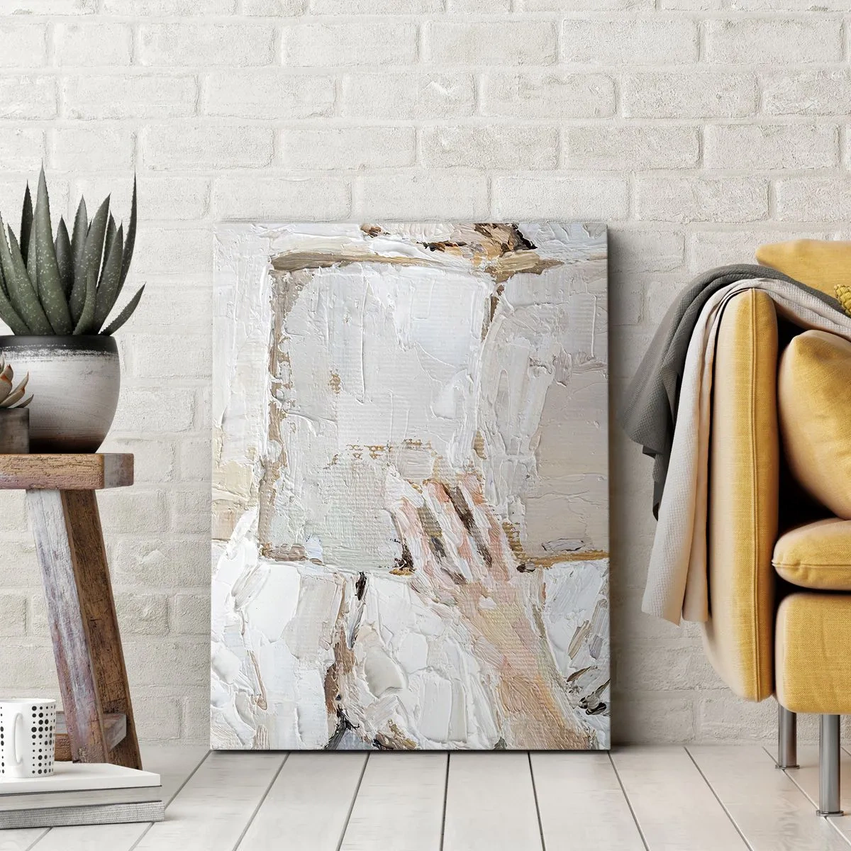 Cuadro sobre lienzo - Impresión de Imagen - Una pintura impresionista de una mano sosteniendo un libro abierto. - 50x70cm - En otro mundo - Decoración de pared moderna para salón y dormitorio ARTTOR