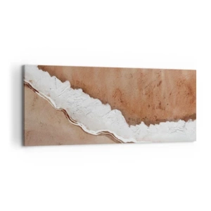 Cuadro sobre lienzo - Impresión de Imagen - Textura de arena con acentos blancos. - 120x50cm - En colores terrosos - Decoración de pared moderna para salón y dormitorio ARTTOR