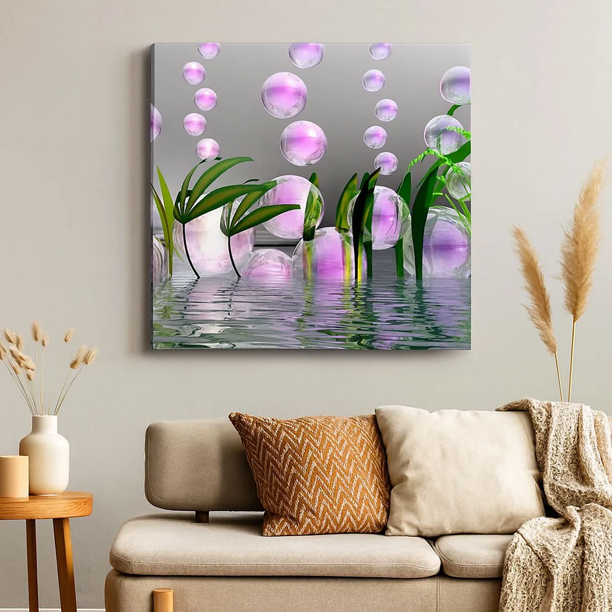 Cuadro sobre lienzo - Impresión de Imagen - Composición reflexiva de ligereza y vida - 30x30 cm