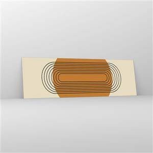 Cuadro sobre vidrio - Impresiones sobre Vidrio - Patrón geométrico con círculos y líneas naranjas. - 160x50cm - El plan perfecto - Decoración de pared moderna para salón y dormitorio ARTTOR