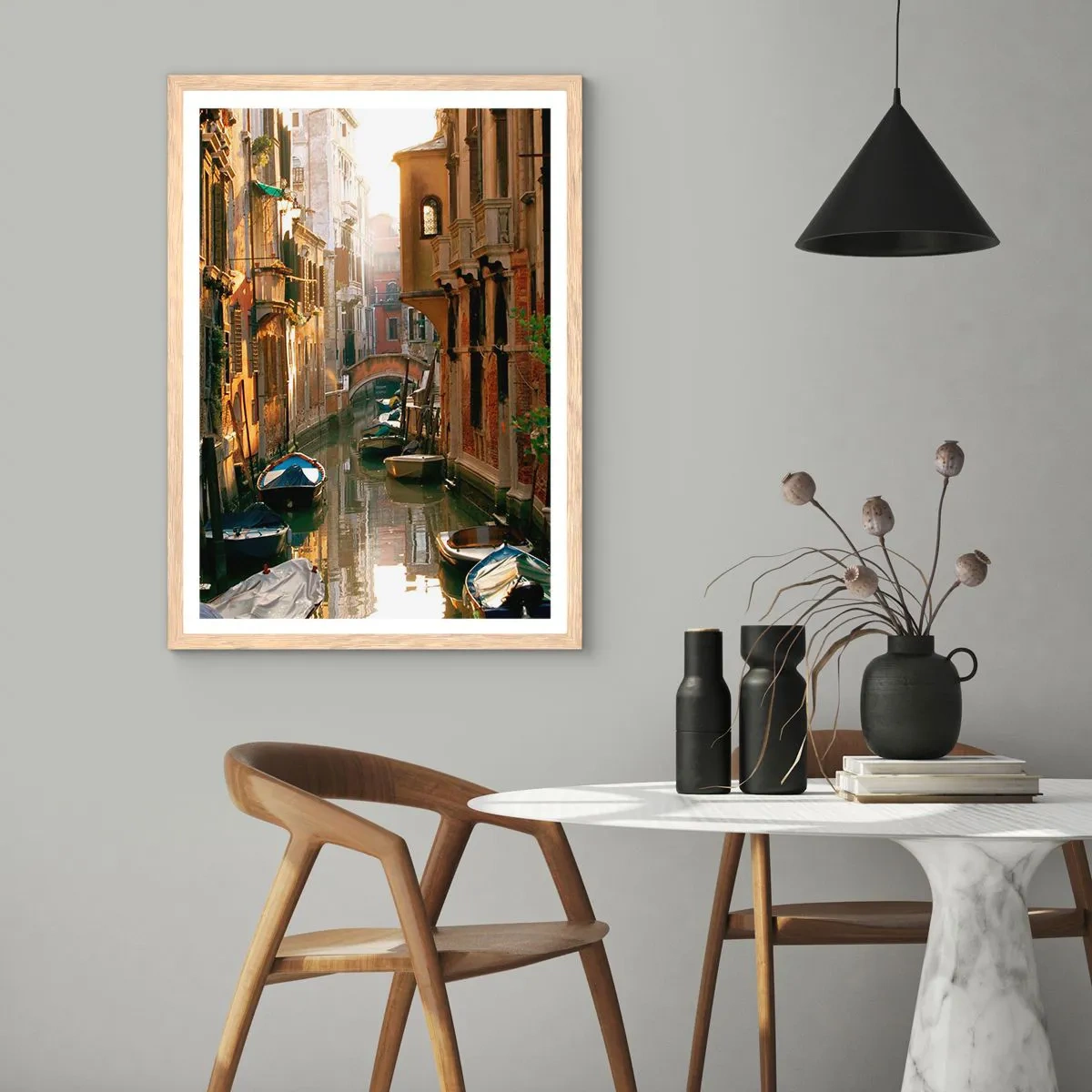 Póster en marco roble claro - En un callejón veneciano - 30x40 cm