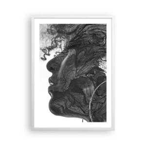 Póster en marco blanco - Enredada en sueños - 50x70 cm