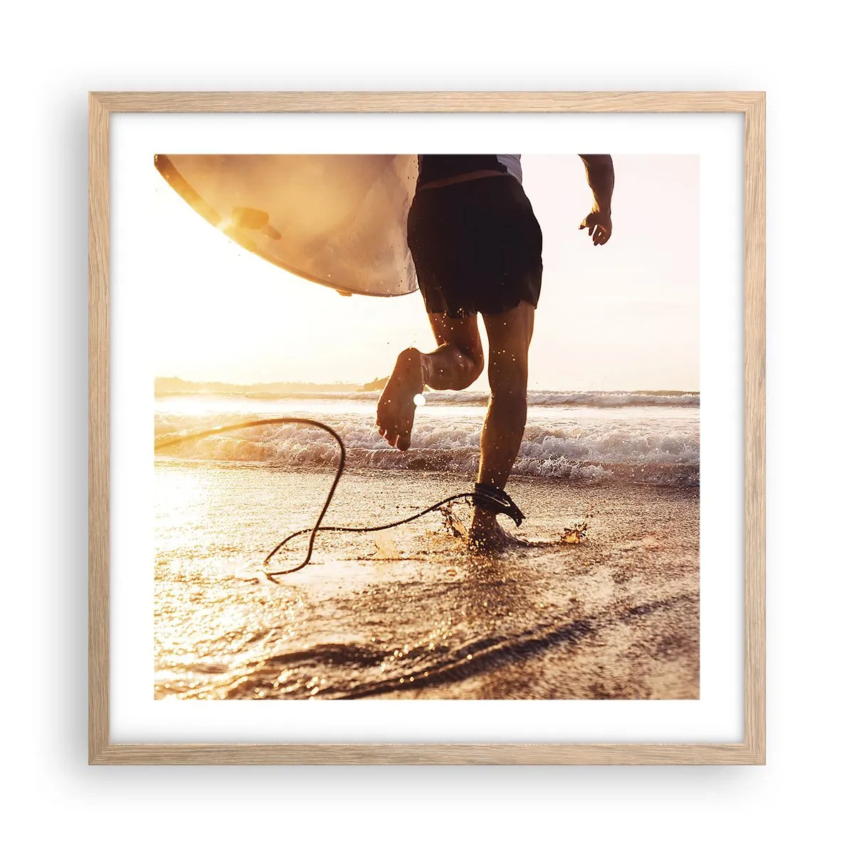 Póster en marco roble claro - Para enfrentar la ola - 50x50 cm