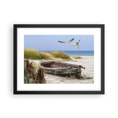 Póster en marco negro - Bañada por el viento - 40x30 cm