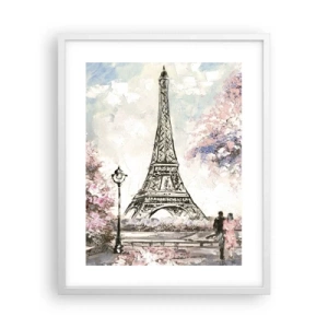 Póster en marco blanco - Un paseo por París en abril - 40x50 cm