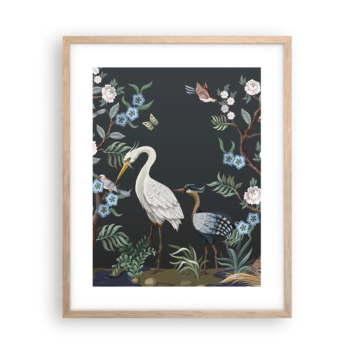 Póster en marco roble claro - Desfile de aves - 40x50 cm