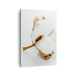 Cuadro sobre lienzo - Impresión de Imagen - Una rama de algodón sobre un fondo claro en un enfoque minimalista. - 70x100cm - Suave por naturaleza - Decoración de pared moderna para salón y dormitorio ARTTOR