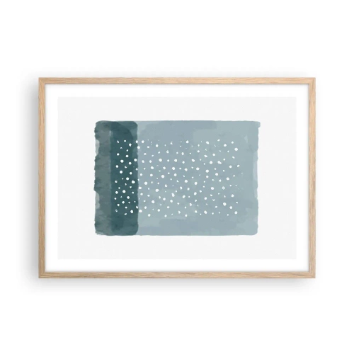 Póster en marco roble claro - Creación sobre azul - 70x50 cm