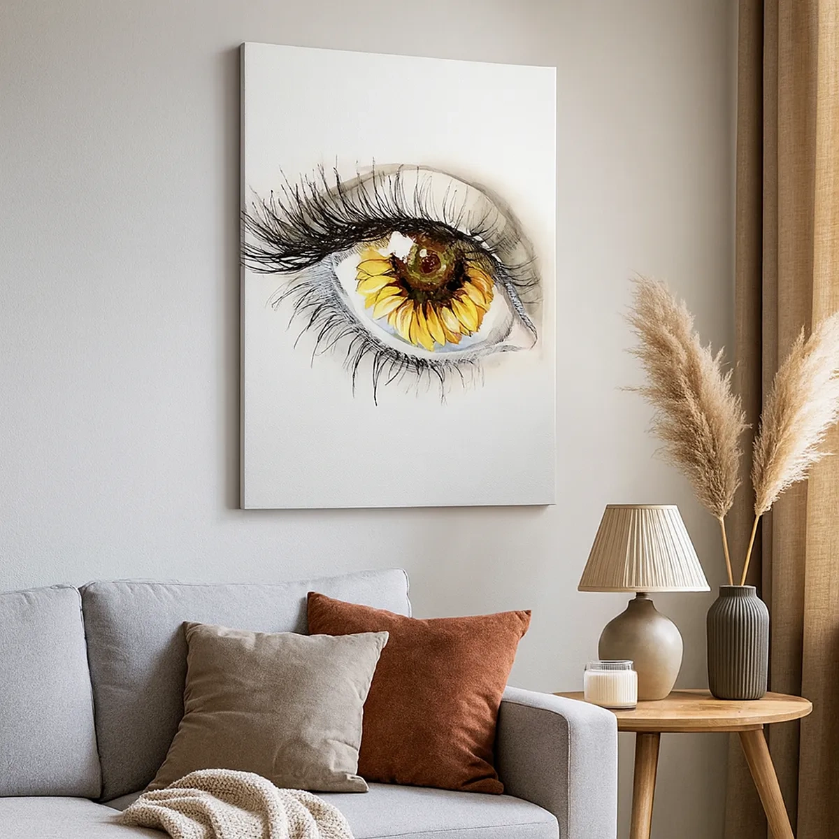 Cuadro sobre lienzo - Impresión de Imagen - Ojo artístico con iris en forma de girasol. - 50x70cm - Un aspecto tan caluroso como el verano - Decoración de pared moderna para salón y dormitorio ARTTOR