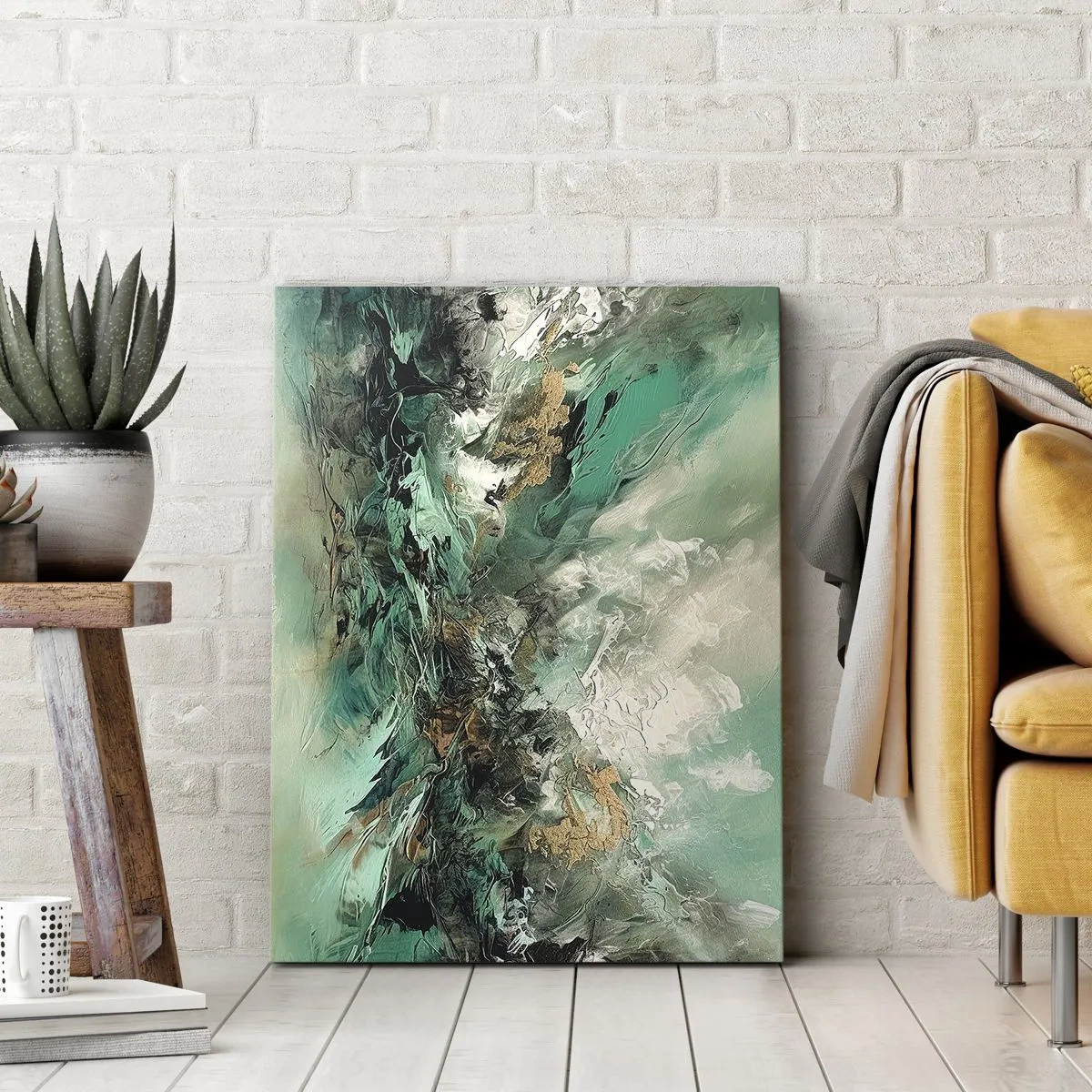 Cuadro sobre lienzo - Impresión de Imagen - Hervor negro esmeralda - 45x80 cm