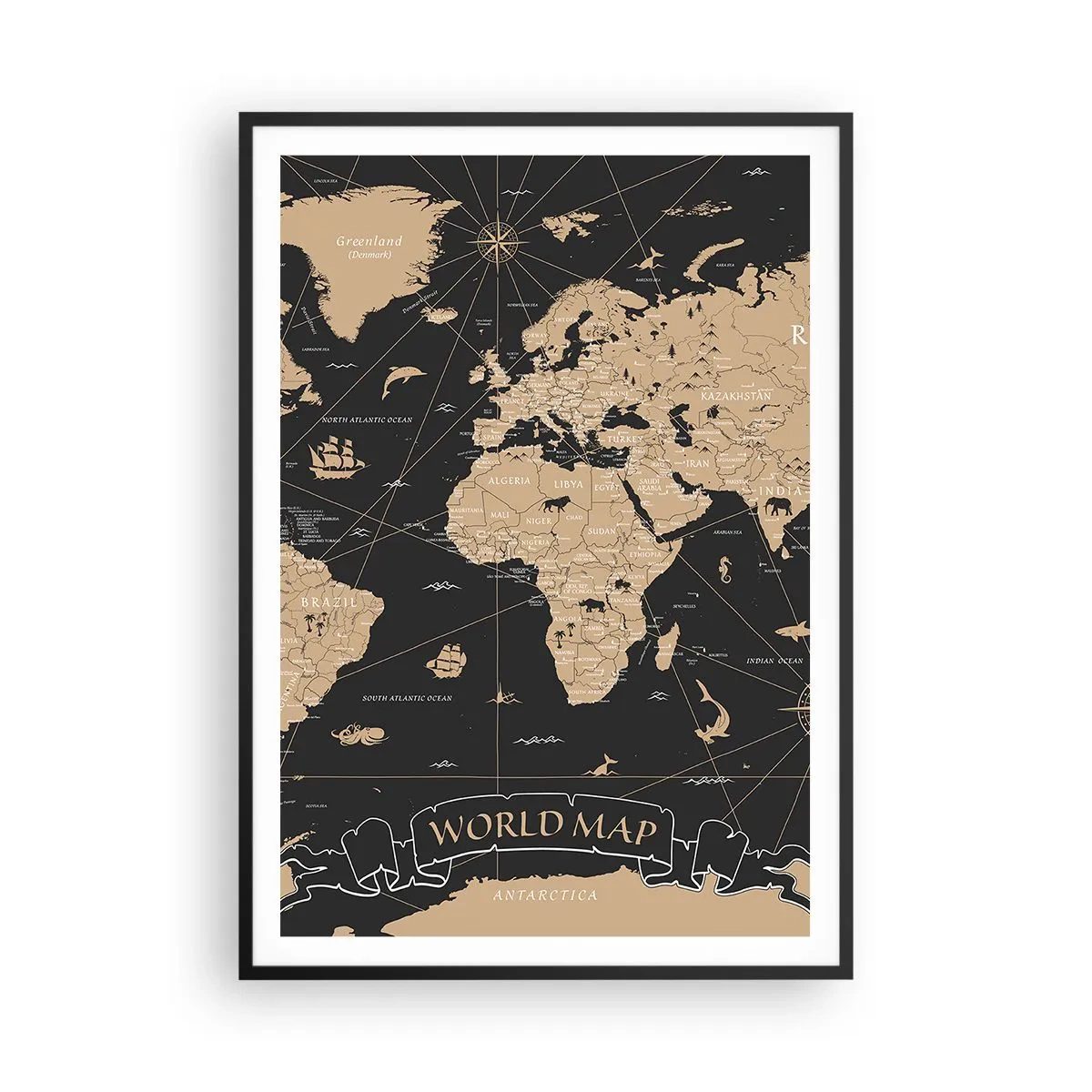 Póster en marco negro - Las fronteras de mi mundo - 70x100 cm
