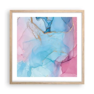 Póster en marco roble claro - Reuniones y encuentros de colores - 50x50 cm