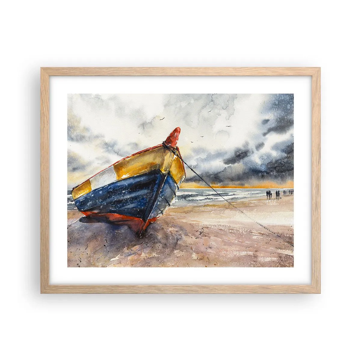 Póster en marco roble claro - Descansando en la orilla - 50x40 cm