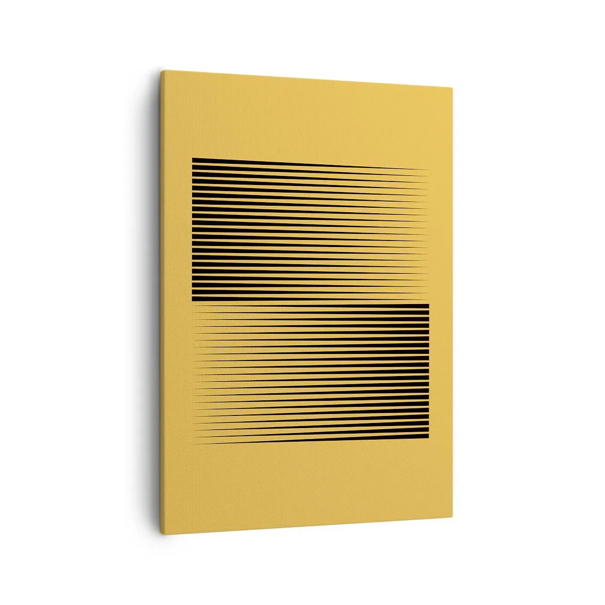 Cuadro sobre lienzo - Impresión de Imagen - Líneas negras verticales sobre un fondo amarillo - 50x70cm - Cuadrado de opuestos - Decoración de pared moderna para salón y dormitorio ARTTOR