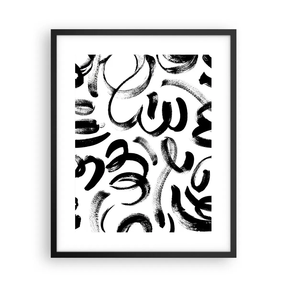Póster en marco negro - Negro sobre blanco - 40x50 cm
