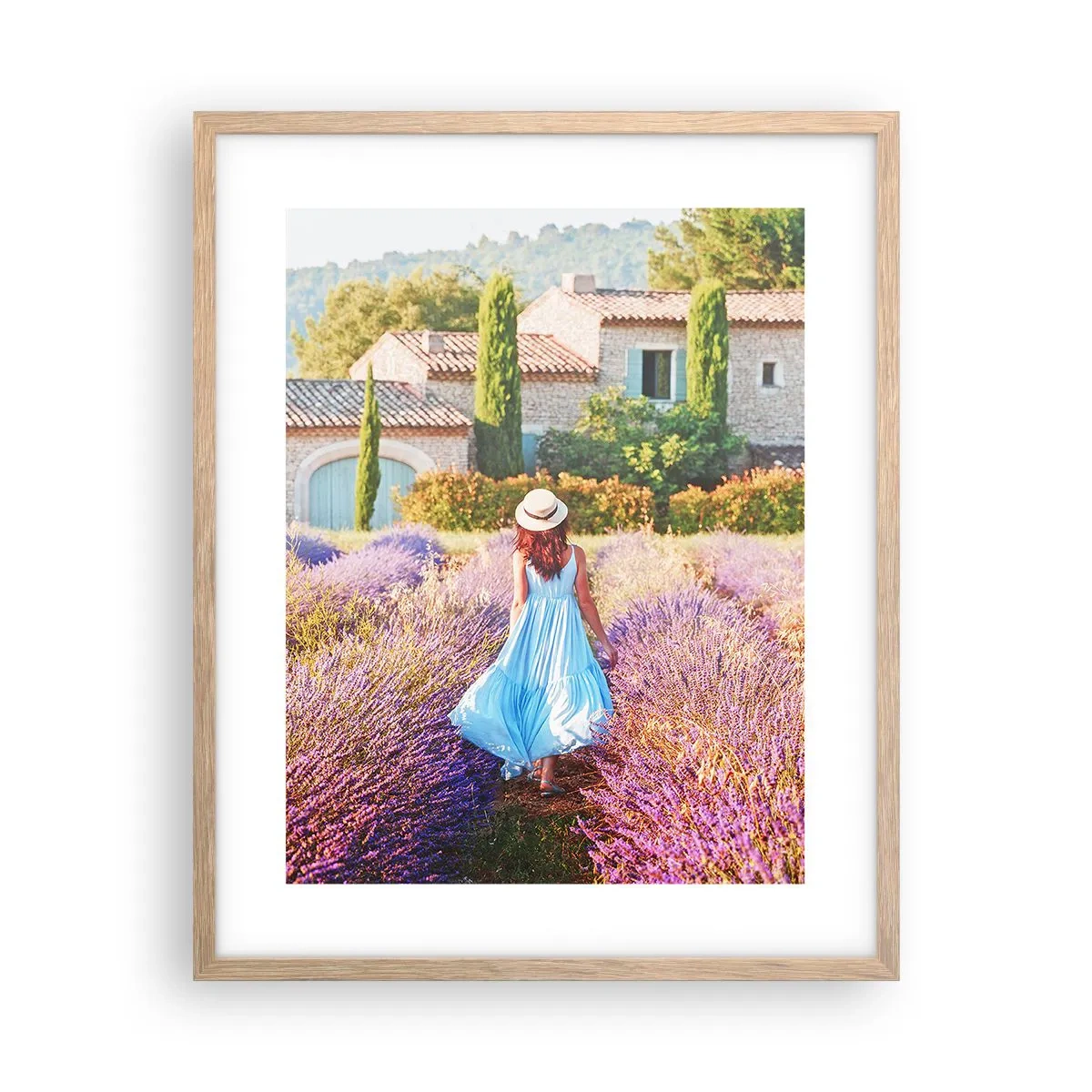 Póster en marco roble claro - La chica de la lavanda - 40x50 cm