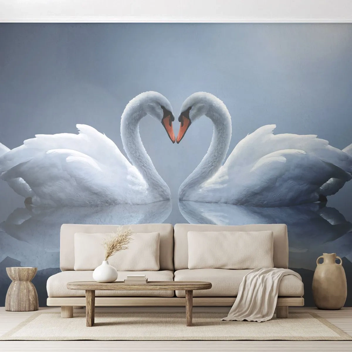 Fotomural Standard Eco - Tiempo de amor - cisnes, Amar, Corazón - 200x140 cm