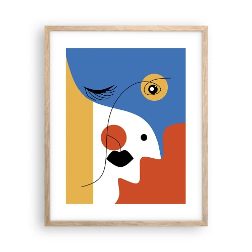 Póster en marco roble claro - Retrato deconstruido - 40x50 cm