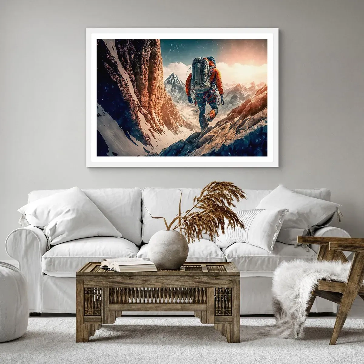 Póster en marco blanco - Guerrero solitario - 50x40 cm