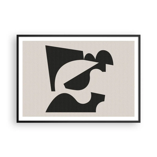 Póster en marco negro - Composición geométrica abstracta en blanco y negro - 100x70cm - Para automontaje - Decoración de pared moderna para salón y dormitorio ARTTOR
