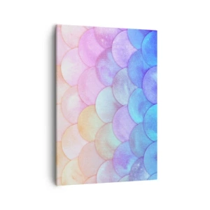 Cuadro sobre lienzo - Impresión de Imagen - Escamas abstractas en tonos pastel - 50x70cm - Concha de perla - Decoración de pared moderna para salón y dormitorio ARTTOR