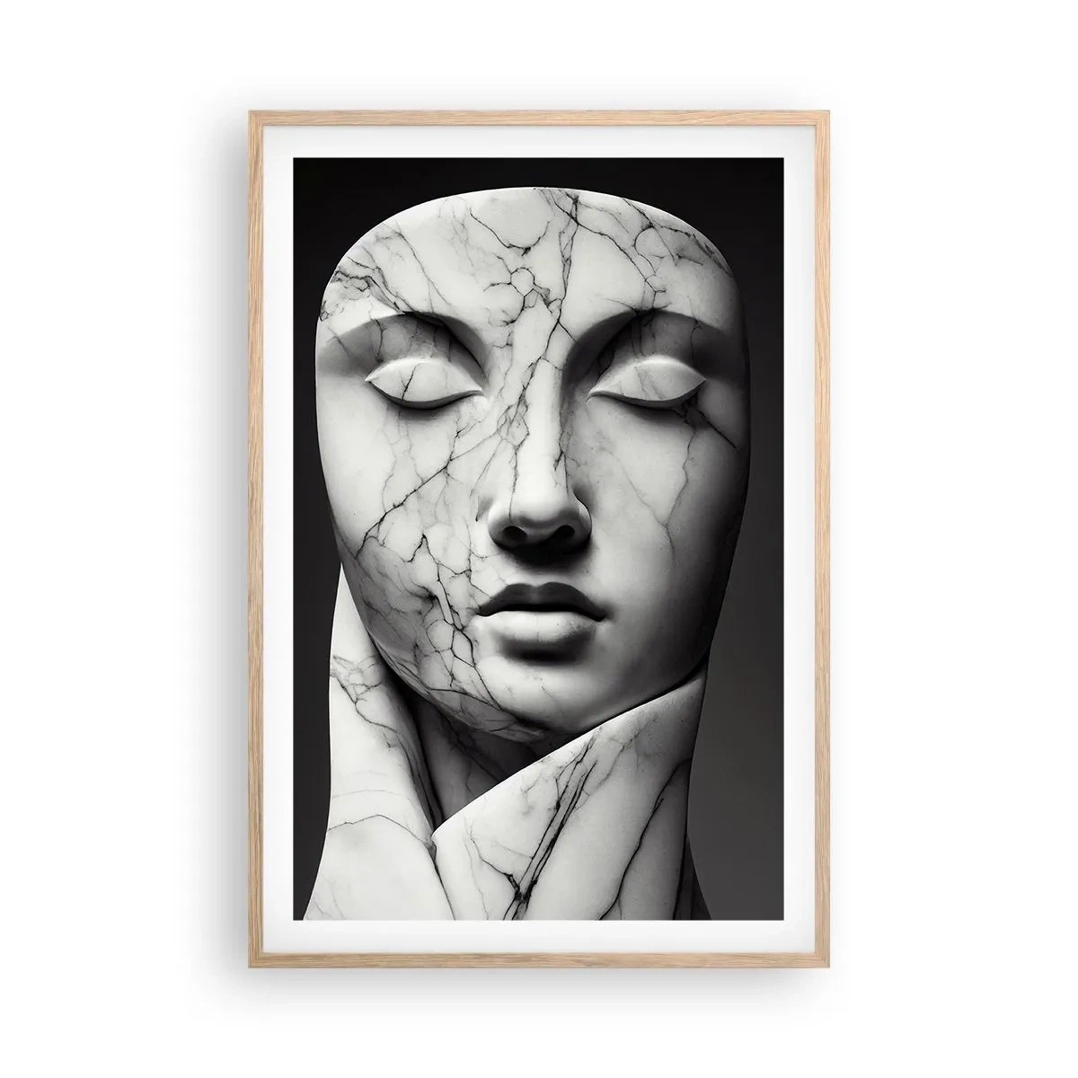 Póster en marco roble claro - Formas de mármol - 61x91 cm