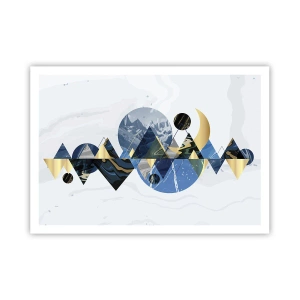 Póster - Patrones geométricos abstractos con motivos montañosos - 100x70cm - Paisaje geométrico - Decoración de pared moderna para salón y dormitorio ARTTOR