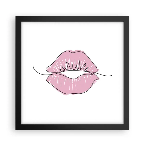 Póster en marco negro - ¿Listo para un beso? - 30x30 cm