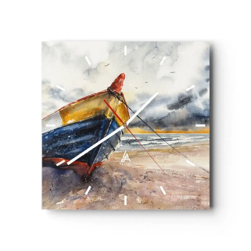 Reloj de pared - Reloj de vidrio - Descansando en la orilla - 40x40 cm