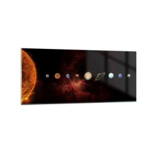 Cuadro sobre vidrio - Impresiones sobre Vidrio - El sistema solar con planetas sobre el fondo del espacio. - 120x50cm - Nuestro barrio - Decoración de pared moderna para salón y dormitorio ARTTOR