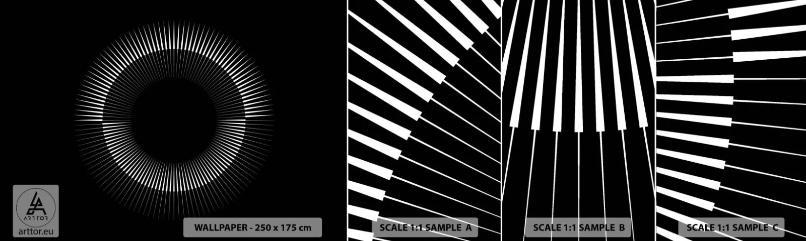 Muestra De Fotomural Standard Eco - Sol negro - Oscuro, Sol, Rueda - 100x30 cm